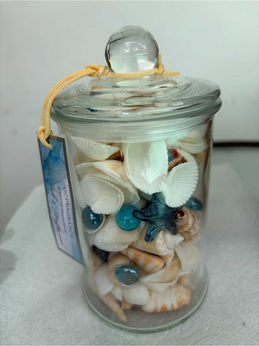 Coastal Shell Jar with Blue Accents - Decorative Home Accent - Picture 2 of 7